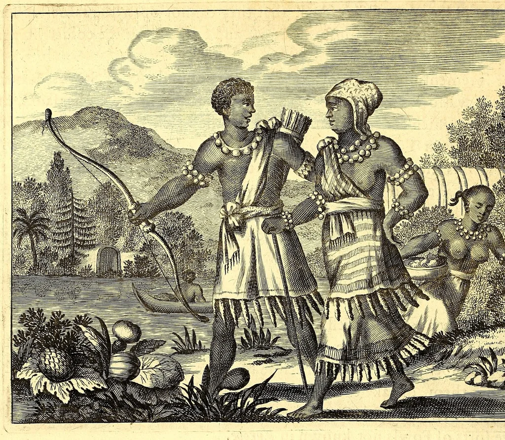 An illustration from America: being the latest, and most accurate description of the Nevv VVorld; : containing the original of the inhabitants, and the remarkable voyages thither. The conquest of the vast empires of Mexico and Peru, and other large provinces and territories, with the several European plantations in those parts. Also their cities, fortresses, towns, temples, mountains, and rivers. Their habits, customs, manners, and religions. Their plants, beasts, birds, and serpents. With an appendix, containing, besides several other considerable additions, a brief survey of what hath been discover'd of the unknown South-Land and the Arctick region., 1671, leaf 218