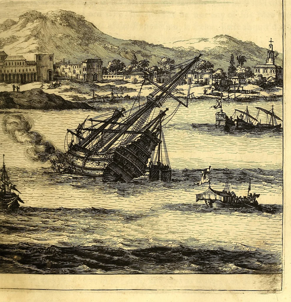 An illustration from America: being the latest, and most accurate description of the Nevv VVorld; : containing the original of the inhabitants, and the remarkable voyages thither. The conquest of the vast empires of Mexico and Peru, and other large provinces and territories, with the several European plantations in those parts. Also their cities, fortresses, towns, temples, mountains, and rivers. Their habits, customs, manners, and religions. Their plants, beasts, birds, and serpents. With an appendix, containing, besides several other considerable additions, a brief survey of what hath been discover'd of the unknown South-Land and the Arctick region., 1671, leaf 291