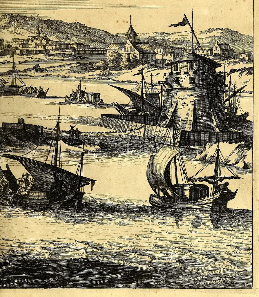 An illustration from America: being the latest, and most accurate description of the Nevv VVorld; : containing the original of the inhabitants, and the remarkable voyages thither. The conquest of the vast empires of Mexico and Peru, and other large provinces and territories, with the several European plantations in those parts. Also their cities, fortresses, towns, temples, mountains, and rivers. Their habits, customs, manners, and religions. Their plants, beasts, birds, and serpents. With an appendix, containing, besides several other considerable additions, a brief survey of what hath been discover'd of the unknown South-Land and the Arctick region., 1671, leaf 527