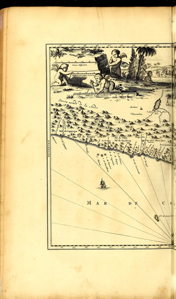 An illustration from America: being the latest, and most accurate description of the Nevv VVorld; : containing the original of the inhabitants, and the remarkable voyages thither. The conquest of the vast empires of Mexico and Peru, and other large provinces and territories, with the several European plantations in those parts. Also their cities, fortresses, towns, temples, mountains, and rivers. Their habits, customs, manners, and religions. Their plants, beasts, birds, and serpents. With an appendix, containing, besides several other considerable additions, a brief survey of what hath been discover'd of the unknown South-Land and the Arctick region., 1671, leaf 622