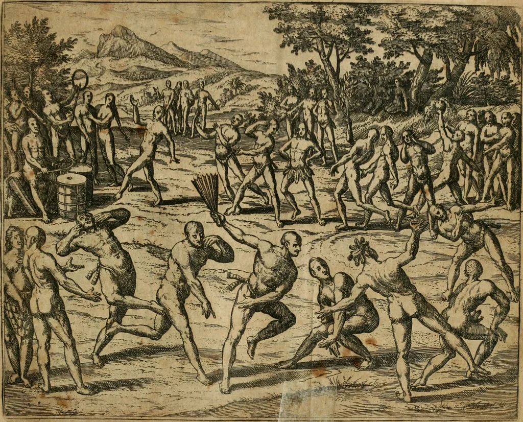 An illustration from America, das ist, Erfindung vnd Offenbahrung der Newen Welt : deroselbigen Völcker, Gestalt, Sitten, Gebräuch, Policey vnd Gottesdienst, 1617, leaf 102