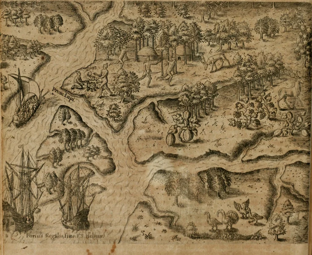 An illustration from America, das ist, Erfindung vnd Offenbahrung der Newen Welt : deroselbigen Völcker, Gestalt, Sitten, Gebräuch, Policey vnd Gottesdienst, 1617, leaf 123