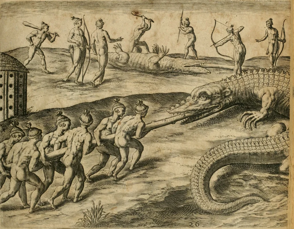 An illustration from America, das ist, Erfindung vnd Offenbahrung der Newen Welt : deroselbigen Völcker, Gestalt, Sitten, Gebräuch, Policey vnd Gottesdienst, 1617, leaf 132