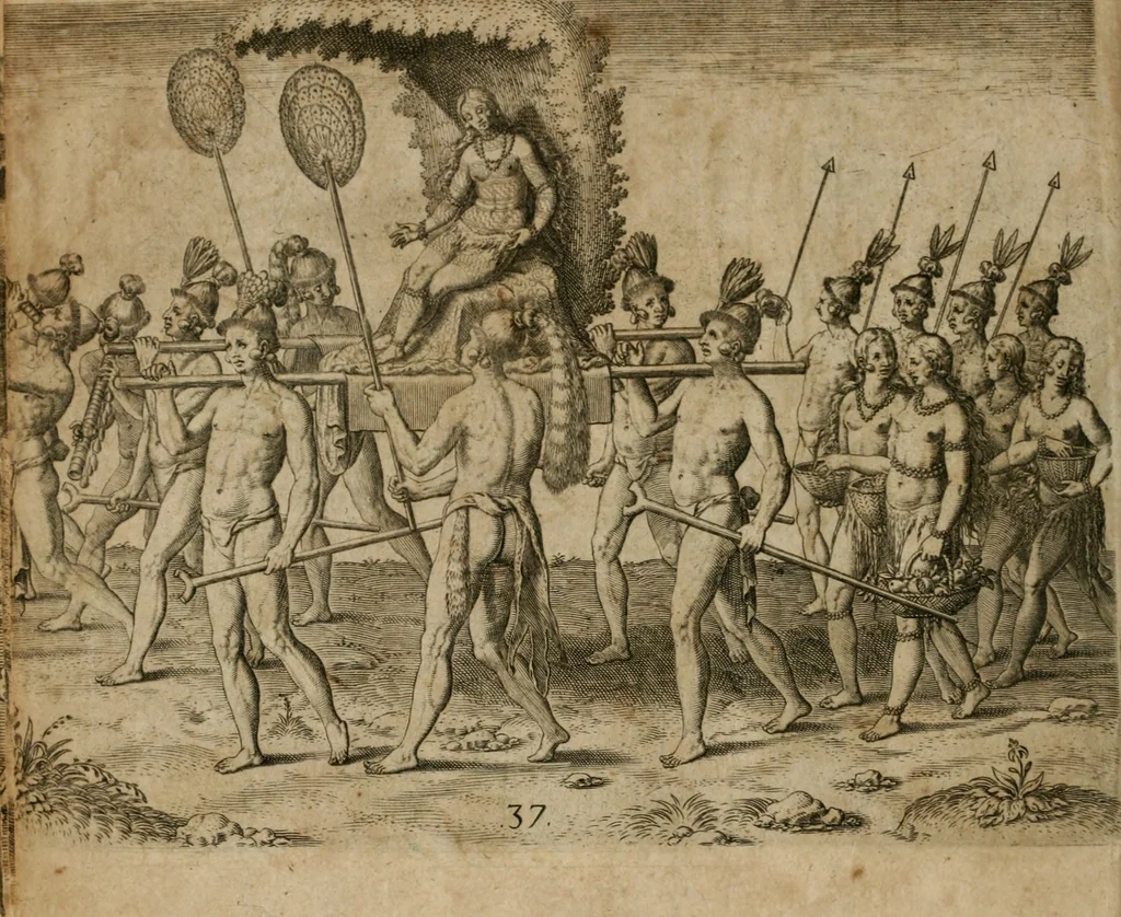 An illustration from America, das ist, Erfindung vnd Offenbahrung der Newen Welt : deroselbigen Völcker, Gestalt, Sitten, Gebräuch, Policey vnd Gottesdienst, 1617, leaf 133