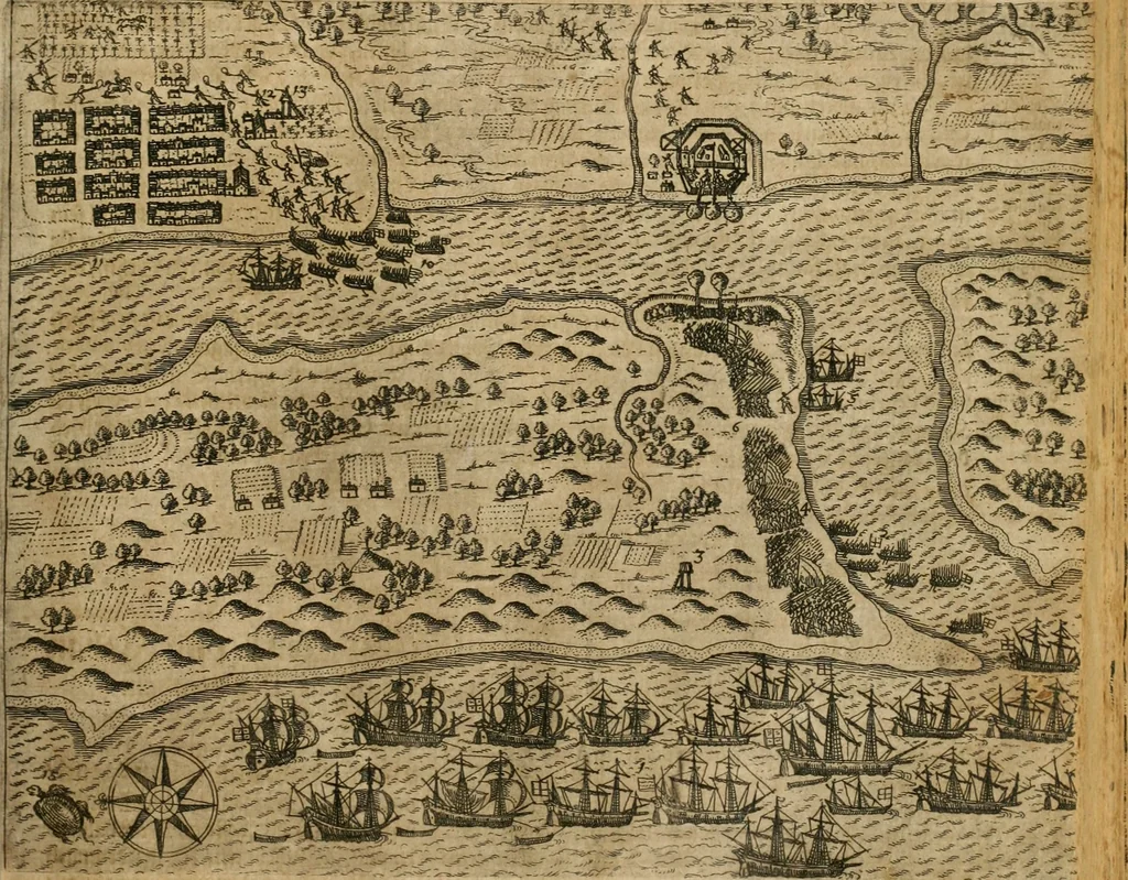 An illustration from America, das ist, Erfindung vnd Offenbahrung der Newen Welt : deroselbigen Völcker, Gestalt, Sitten, Gebräuch, Policey vnd Gottesdienst, 1617, leaf 170