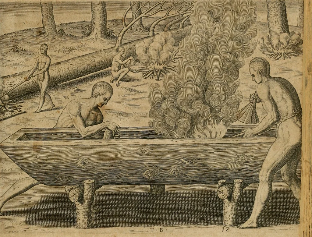 An illustration from America, das ist, Erfindung vnd Offenbahrung der Newen Welt : deroselbigen Völcker, Gestalt, Sitten, Gebräuch, Policey vnd Gottesdienst, 1617, leaf 180