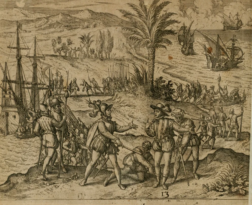 An illustration from America, das ist, Erfindung vnd Offenbahrung der Newen Welt : deroselbigen Völcker, Gestalt, Sitten, Gebräuch, Policey vnd Gottesdienst, 1617, leaf 25