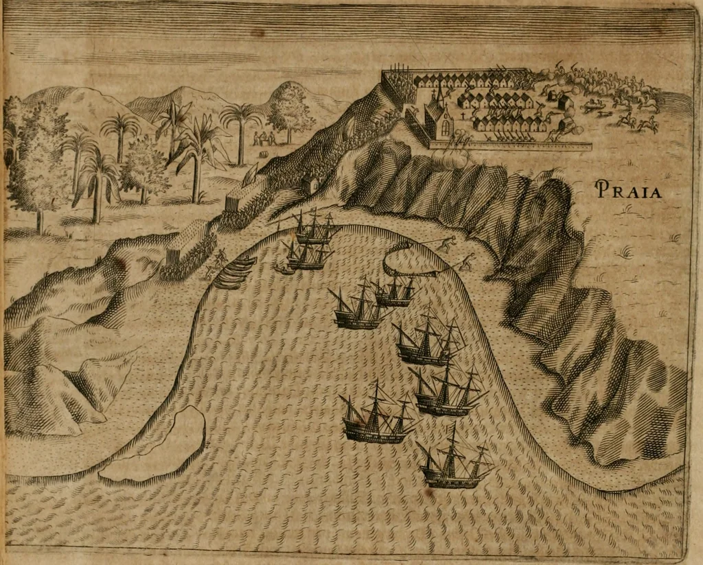 An illustration from America, das ist, Erfindung vnd Offenbahrung der Newen Welt : deroselbigen Völcker, Gestalt, Sitten, Gebräuch, Policey vnd Gottesdienst, 1617, leaf 251