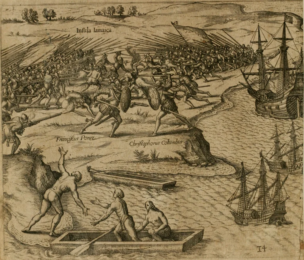 An illustration from America, das ist, Erfindung vnd Offenbahrung der Newen Welt : deroselbigen Völcker, Gestalt, Sitten, Gebräuch, Policey vnd Gottesdienst, 1617, leaf 27