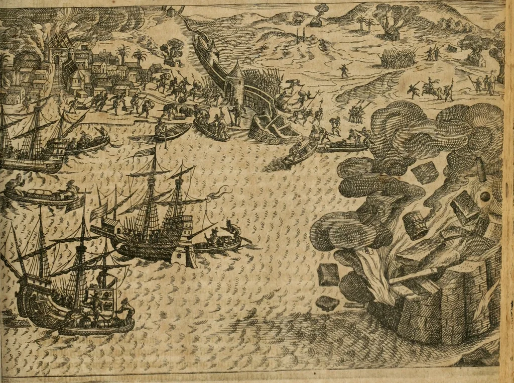 An illustration from America, das ist, Erfindung vnd Offenbahrung der Newen Welt : deroselbigen Völcker, Gestalt, Sitten, Gebräuch, Policey vnd Gottesdienst, 1617, leaf 278