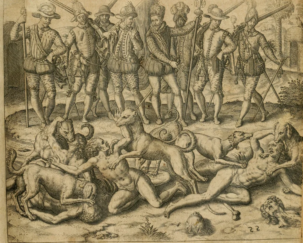 An illustration from America, das ist, Erfindung vnd Offenbahrung der Newen Welt : deroselbigen Völcker, Gestalt, Sitten, Gebräuch, Policey vnd Gottesdienst, 1617, leaf 52