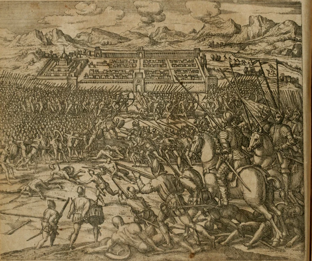 An illustration from America, das ist, Erfindung vnd Offenbahrung der Newen Welt : deroselbigen Völcker, Gestalt, Sitten, Gebräuch, Policey vnd Gottesdienst, 1617, leaf 75