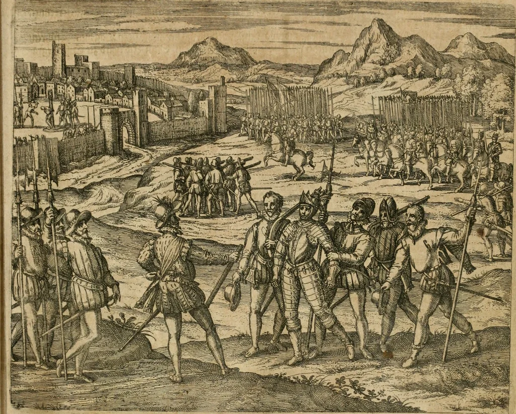 An illustration from America, das ist, Erfindung vnd Offenbahrung der Newen Welt : deroselbigen Völcker, Gestalt, Sitten, Gebräuch, Policey vnd Gottesdienst, 1617, leaf 86