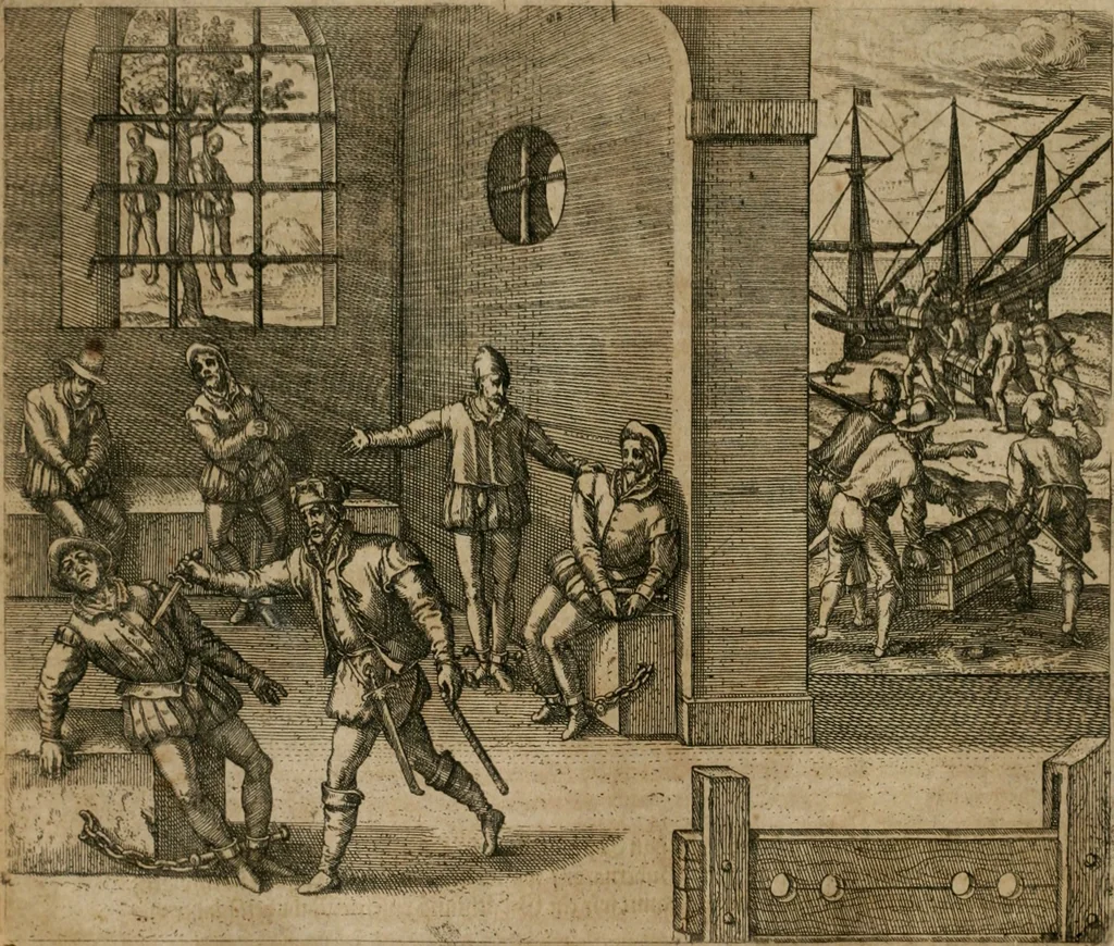 An illustration from America, das ist, Erfindung vnd Offenbahrung der Newen Welt : deroselbigen Völcker, Gestalt, Sitten, Gebräuch, Policey vnd Gottesdienst, 1617, leaf 87