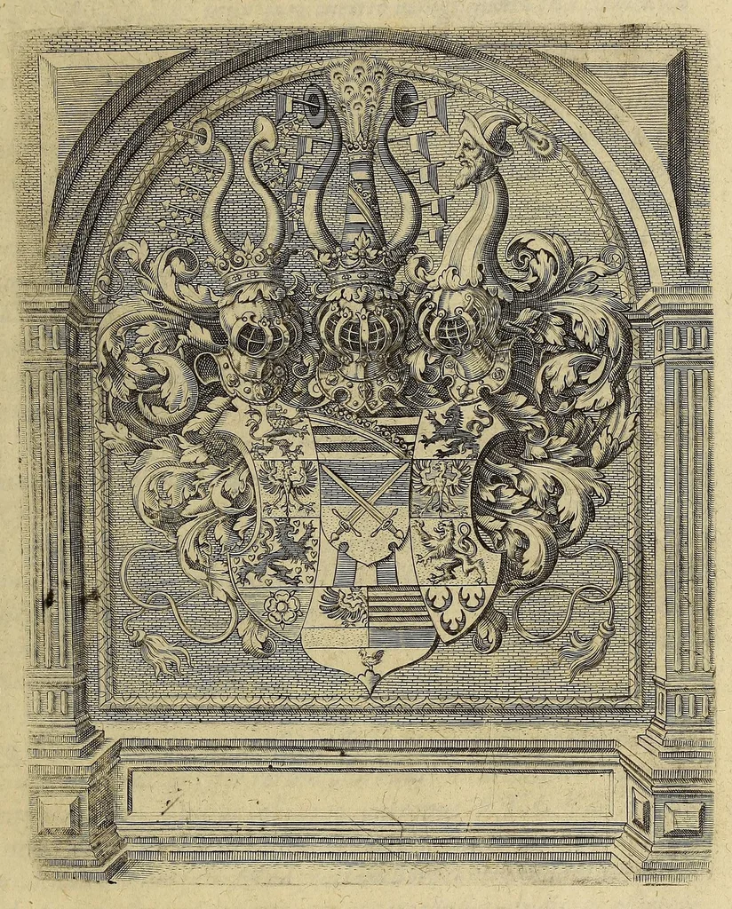 An illustration from Americae nona & postrema pars. : Qua de ratione elementorum: De novi orbis natura: de huius incolarum superstitiosis cultibus: deq[ue] forma politicae ac Republ. ipsorum copiosè pertractatur: catalogo regum Mexicanorum omnium, à primo usq[ue] ad vltimum Motec̦umam II. addito: cui etiam ritus eorum coronationis, ac sepulturae annectitur, cum enumeratione bellorum, quae mutuò Indi gesserunt. His accessit designatio illius navigationis, quam 5. naues Hollandicae anno 1598. per Fretum Magellanum in Moluccanas insulas tentarunt: quomodo nimirum oborta tempestate capitaneus Sebalt de Weert à caeteris nauibus dispulsus, postquam plurimis mensibus in freto infinitis aerumnis miserè iactatus fuisset, tandem infectare post biennium An[no] 1600. domum reuersus sit. Addita est tertio nauigatio recens, quam 4. nauium praefectus Olevier à Noort proximè suscepit: qui Freto Magellanico classe transmisso, triennij spatio vniuersum terrae orbem seu globum mira navigationis forte obiuit: annexis illis, quae in itinere isto singularia ac memorabiliora notata sunt., 1602, leaf 11