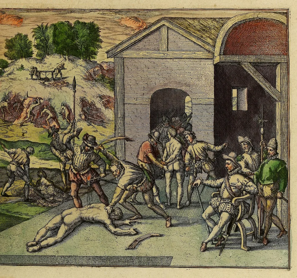 An illustration from Americae pars quinta, 1595, leaf 13