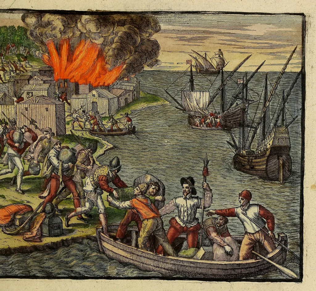 An illustration from Americae pars quinta, 1595, leaf 21