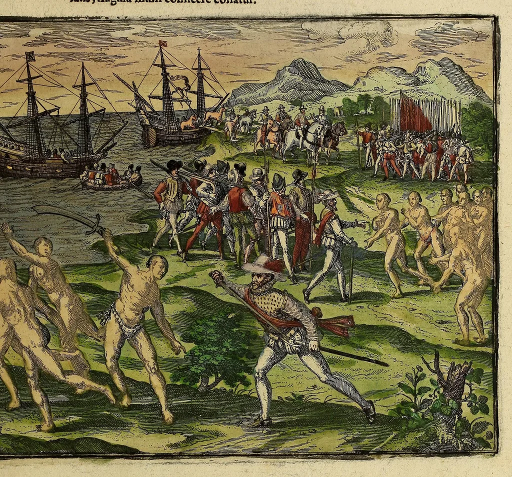 An illustration from Americae pars quinta, 1595, leaf 45