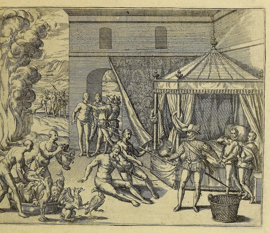 An illustration from Americae pars quinta, 1595, leaf 127