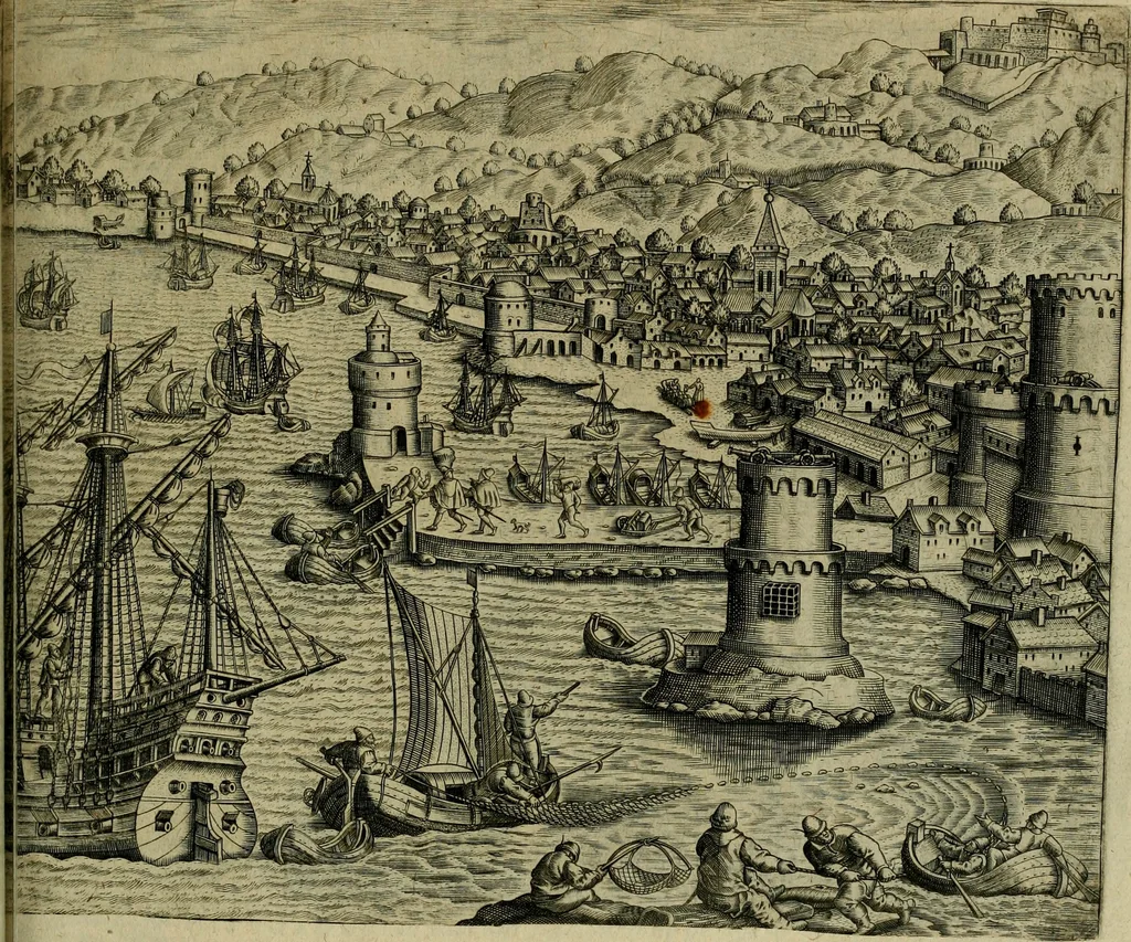 An illustration from Americae pars qvarta, siue, Insignis & admiranda historia de reperta primùm Occidentali India à Christophoro Columbo anno M. CCCCXCII, 1594, leaf 164
