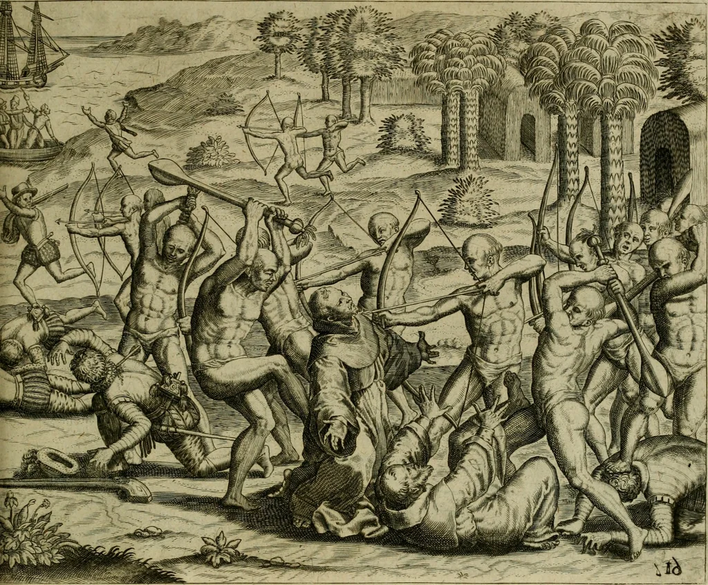 An illustration from Americae pars qvarta, siue, Insignis & admiranda historia de reperta primùm Occidentali India à Christophoro Columbo anno M. CCCCXCII, 1594, leaf 194