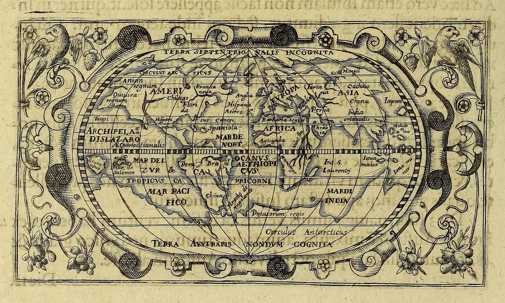 An illustration from Americae pars VIII. : Continens primo, Descriptionem trium itinerum nobilissimi et fortissimi equitis Francisci Draken, qui peragrato primum vniuerso terrarum orbe, postea cum nobilissimo equite Iohanne Hauckens, ad expugnandum ciuitatem Panama, in Indiam nauigauit, vbi vitam suam ambo finierunt. Secundo, iter noblissimi equitis Thomae Candisch, qui duorum ferè annorum spacio, 13000. Anglicana miliaria in mari confecit, vbi describuntur quoque omnia quae in hoc itinere ipsi acciderunt & visa sunt. Tertio, duo itinera, nobilissimi & fortissimi domini Gualtheri Ralegh equitis & designati gubernatoris regij in Anglia praesidij, nec non fortissimi capitanei Laurentii Keyms. Quibus itineribus describitur auriferum et potentissimum regnum Guiana, ad septentrionem fluminis Orenoque, aliàs Oreciliana dicti, situm, cum metropoli eius Manoa & Macuieguarai, aliisq[ue] finitimis regionibus & fluuis, mereibus item praestantissimis, & mercatura, quae in regno hoc exercetur., 1599, leaf 92