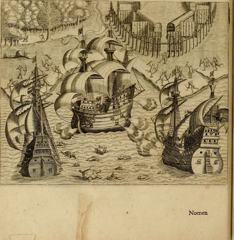 An illustration from Americae tertia pars : memorabile provinciæ Brasiliæ historiam contines, 1592, leaf 117