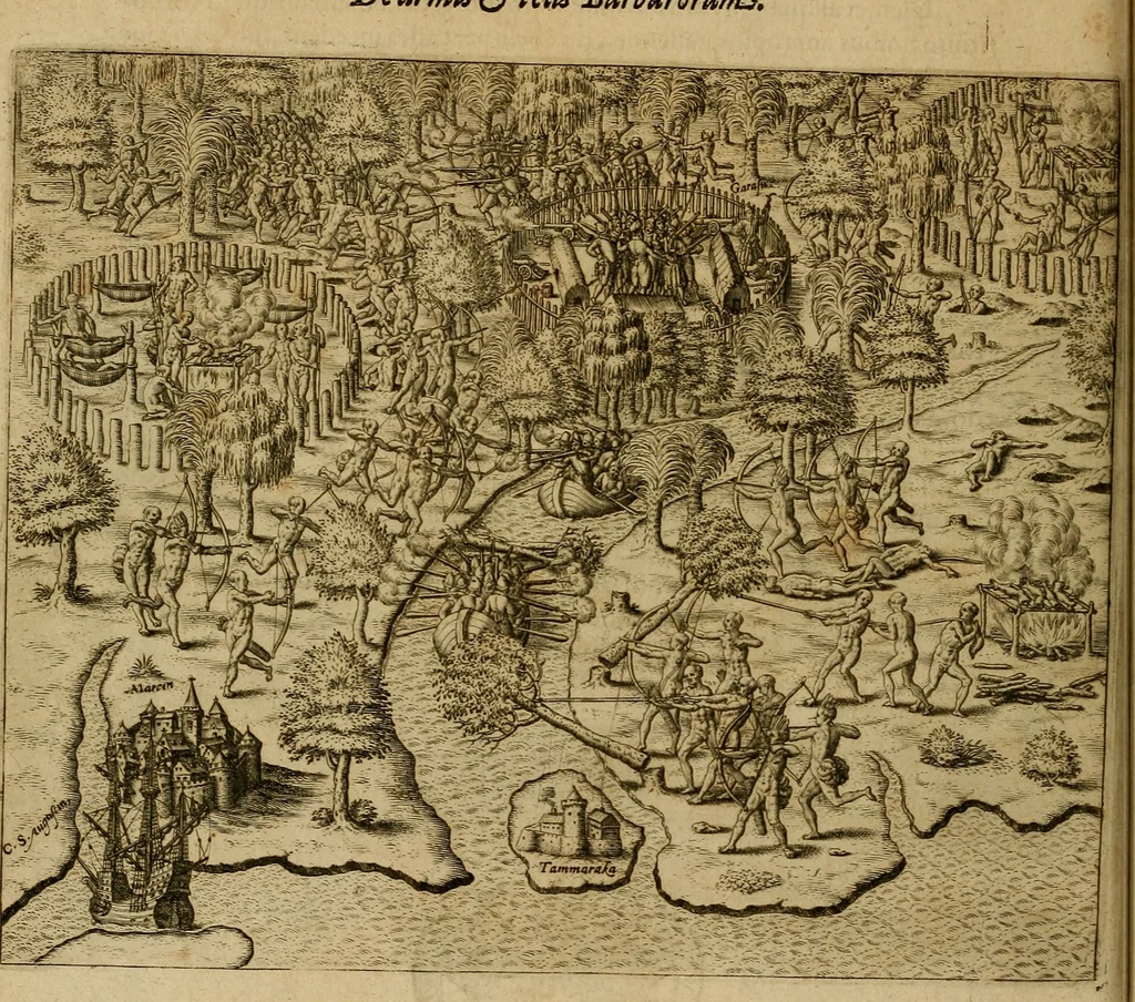 An illustration from Americae tertia pars : memorabile provinciæ Brasiliæ historiam contines, 1592, leaf 143