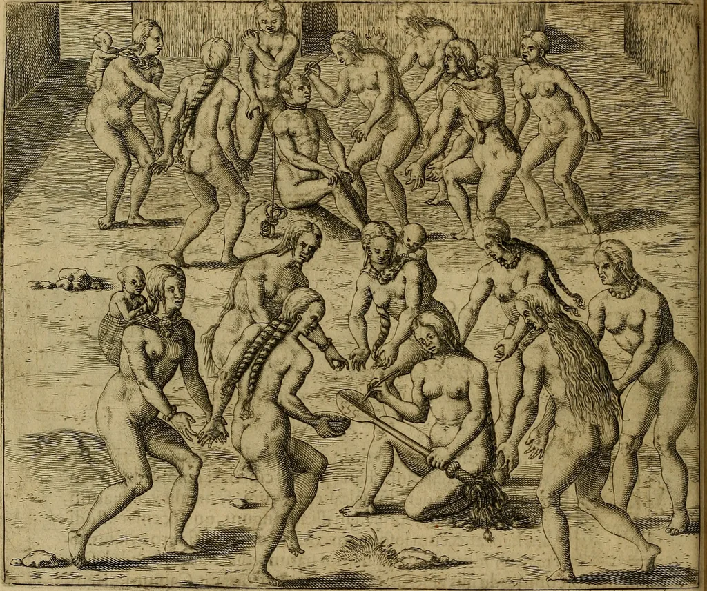 An illustration from Americae tertia pars : memorabile provinciæ Brasiliæ historiam contines, 1592, leaf 145