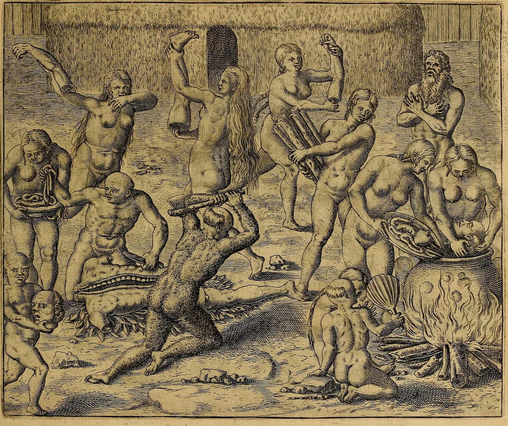 An illustration from Americae tertia pars : memorabile provinciæ Brasiliæ historiam contines, 1592, leaf 148
