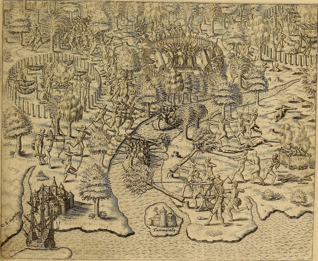 An illustration from Americae tertia pars : memorabile provinciæ Brasiliæ historiam contines, 1592, leaf 28