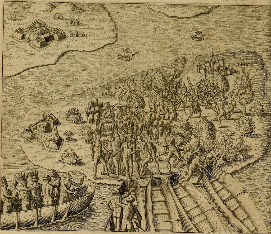 An illustration from Americae tertia pars : memorabile provinciæ Brasiliæ historiam contines, 1592, leaf 55
