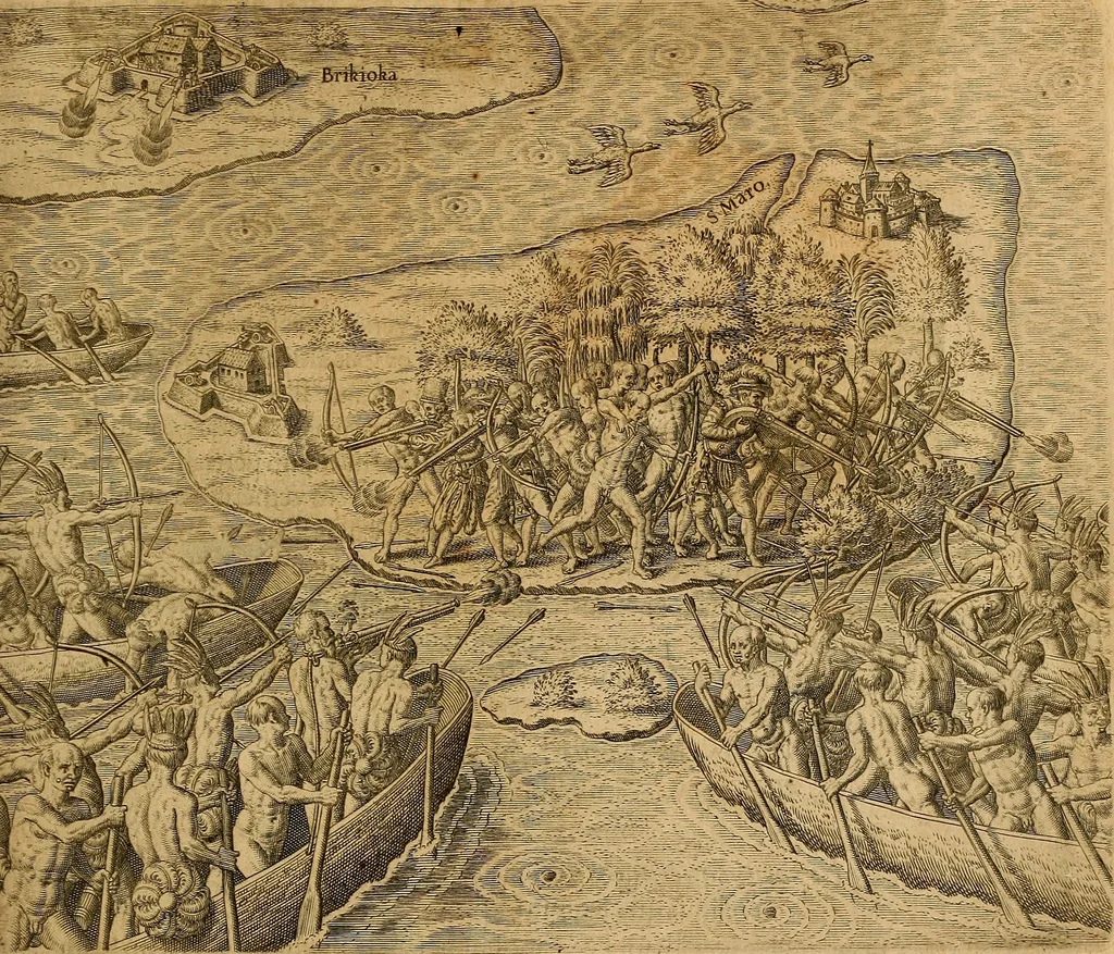 An illustration from Americae tertia pars : memorabile provinciæ Brasiliæ historiam contines, 1592, leaf 58