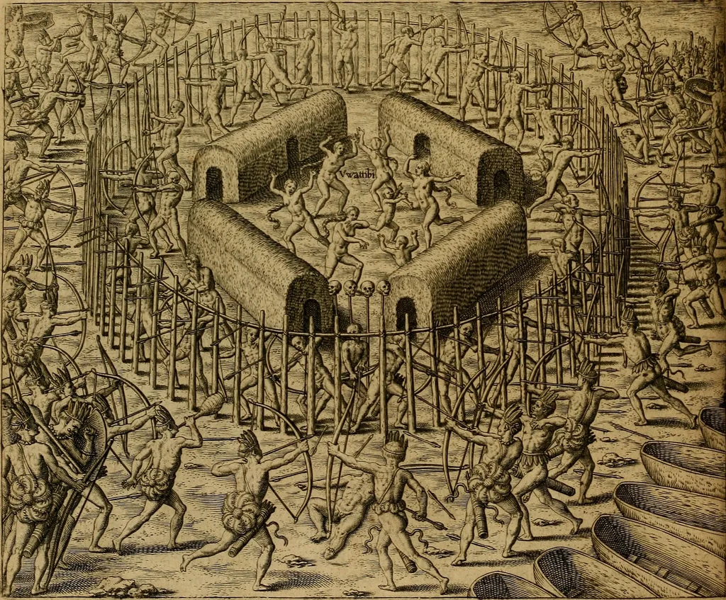 An illustration from Americae tertia pars : memorabile provinciæ Brasiliæ historiam contines, 1592, leaf 73