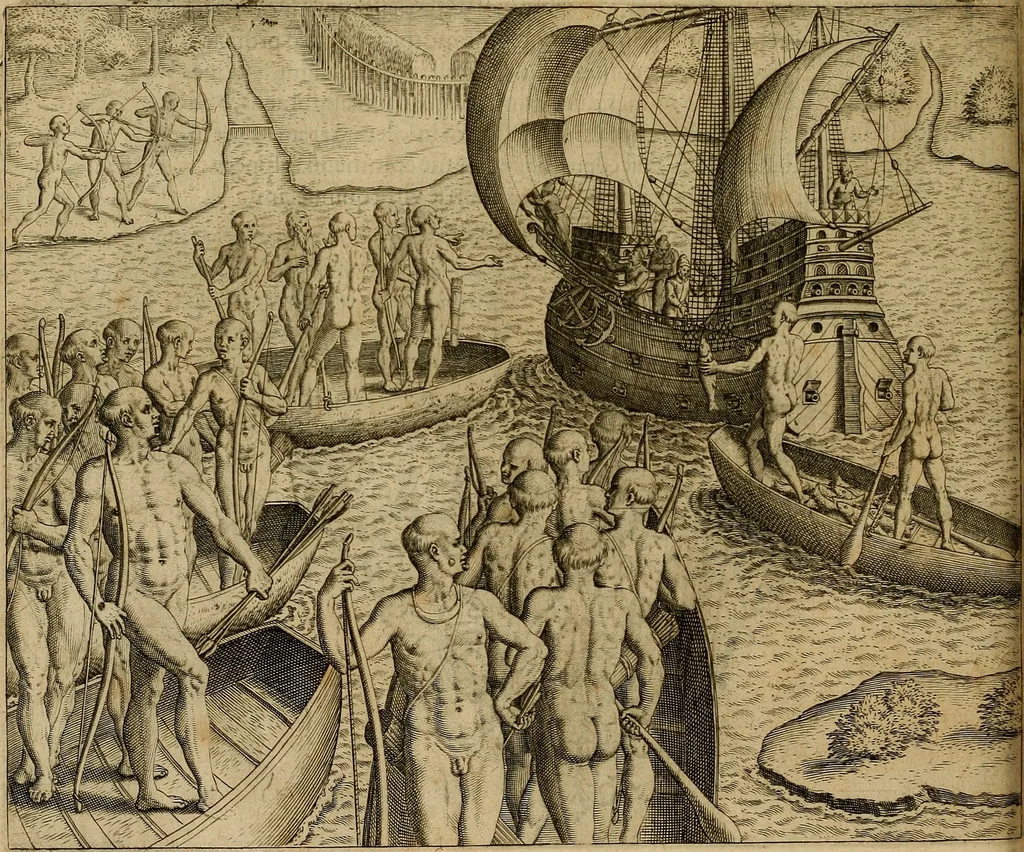 An illustration from Americae tertia pars : memorabile provinciæ Brasiliæ historiam contines, 1592, leaf 77