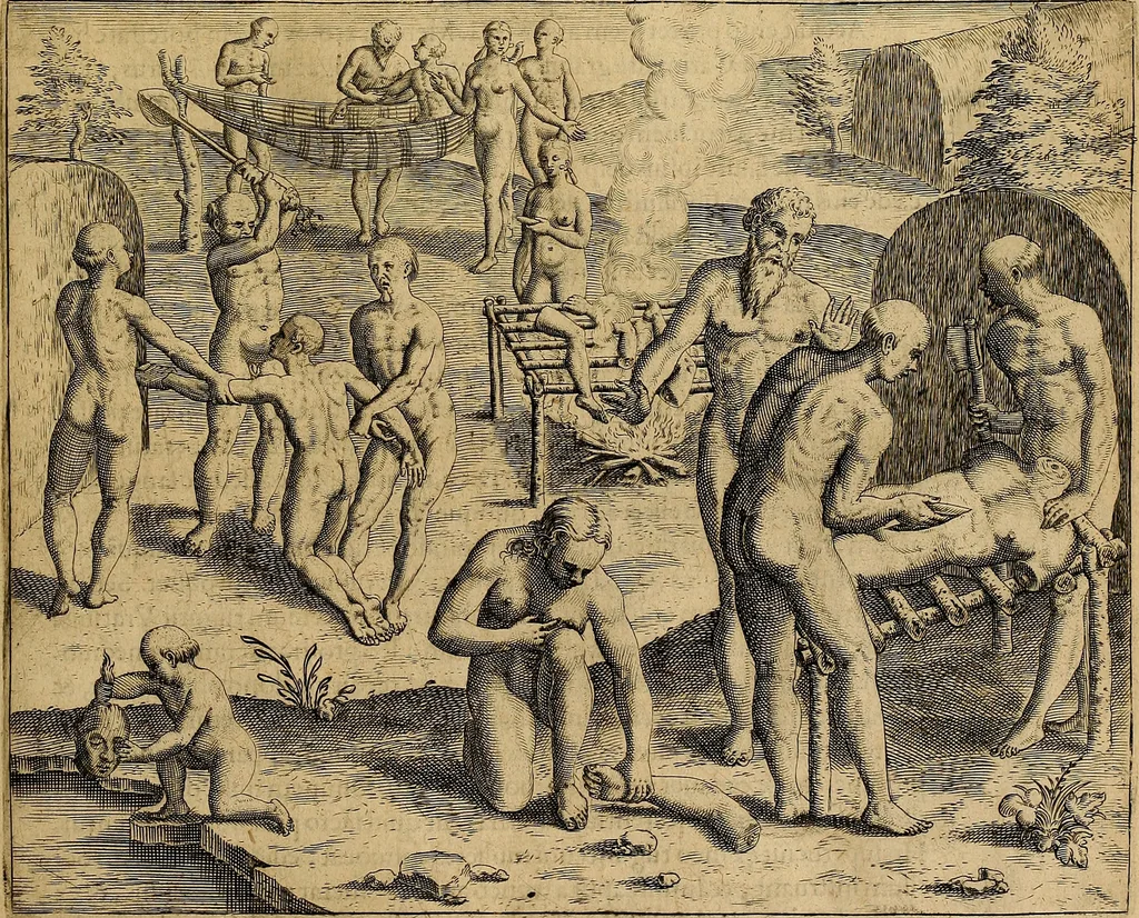 An illustration from Americae tertia pars : memorabile provinciæ Brasiliæ historiam contines, 1592, leaf 92