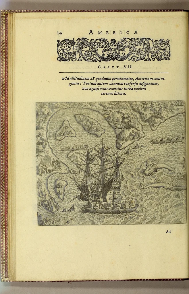 An illustration from Americae tertia pars Memorabile[m] provinciae Brasiliae historiam contine[n]s, Germanico primùm sermone scriptam à Ioa[n]ne Stadio Homburgensi Hesso, nunc autem Latinitate donatam à Teucrio Annaeo Priuato Colchanthe Po: & Med: addita est narratio profectionis Ioannis Lerij in eamdem provinciam, qua[m] ille initio Gallicè conscripsit, postea verò Latinam fecit. : His accessit descriptio morum & ferocitatis incolarum illius regionis, atque colloquium ipsorum idiomate conscriptum., 1592, leaf 52