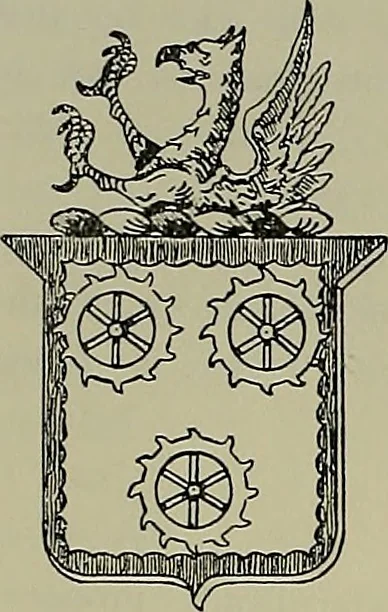 An illustration from America heraldica : a compilation of coats of arms, crests and mottoes of prominent American families settled in this country before 1800, 1889, leaf 113