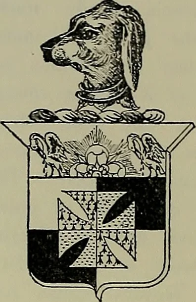 An illustration from America heraldica : a compilation of coats of arms, crests and mottoes of prominent American families settled in this country before 1800, 1889, leaf 129