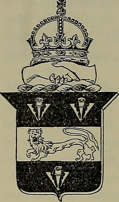 An illustration from America heraldica : a compilation of coats of arms, crests and mottoes of prominent American families settled in this country before 1800, 1889, leaf 130