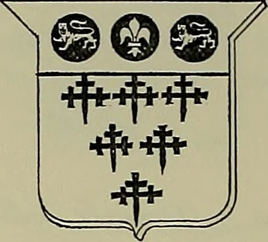 An illustration from America heraldica : a compilation of coats of arms, crests and mottoes of prominent American families settled in this country before 1800, 1889, leaf 131