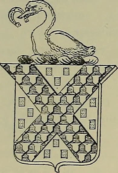 An illustration from America heraldica : a compilation of coats of arms, crests and mottoes of prominent American families settled in this country before 1800, 1889, leaf 133