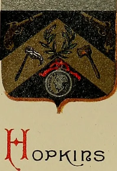 An illustration from America heraldica : a compilation of coats of arms, crests and mottoes of prominent American families settled in this country before 1800, 1889, leaf 142