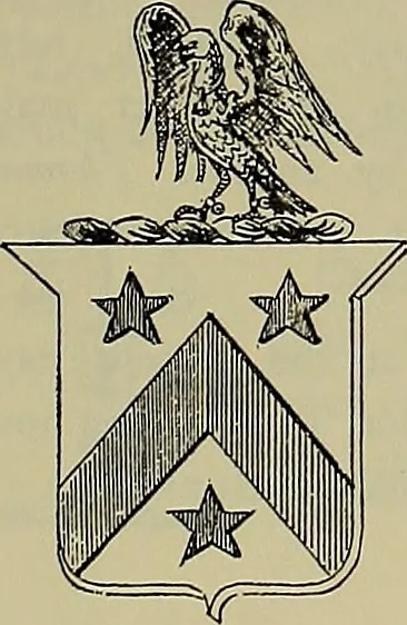 An illustration from America heraldica : a compilation of coats of arms, crests and mottoes of prominent American families settled in this country before 1800, 1889, leaf 144