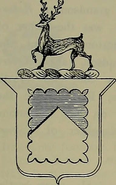 An illustration from America heraldica : a compilation of coats of arms, crests and mottoes of prominent American families settled in this country before 1800, 1889, leaf 150