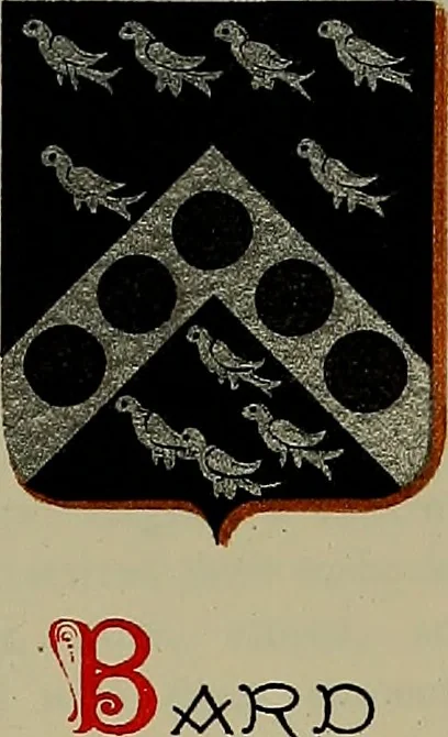An illustration from America heraldica : a compilation of coats of arms, crests and mottoes of prominent American families settled in this country before 1800, 1889, leaf 156