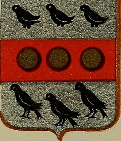 An illustration from America heraldica : a compilation of coats of arms, crests and mottoes of prominent American families settled in this country before 1800, 1889, leaf 156
