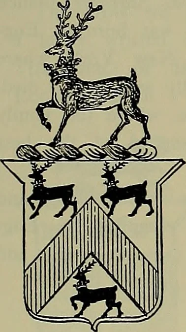 An illustration from America heraldica : a compilation of coats of arms, crests and mottoes of prominent American families settled in this country before 1800, 1889, leaf 158