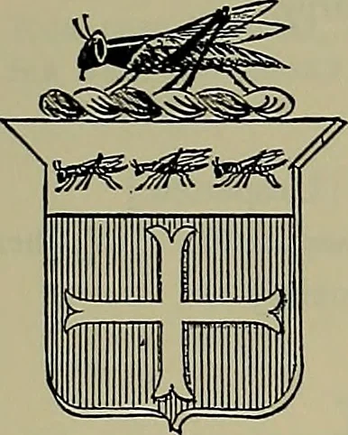 An illustration from America heraldica : a compilation of coats of arms, crests and mottoes of prominent American families settled in this country before 1800, 1889, leaf 160