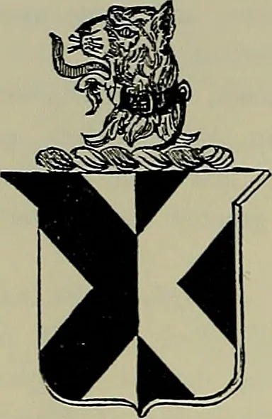 An illustration from America heraldica : a compilation of coats of arms, crests and mottoes of prominent American families settled in this country before 1800, 1889, leaf 167
